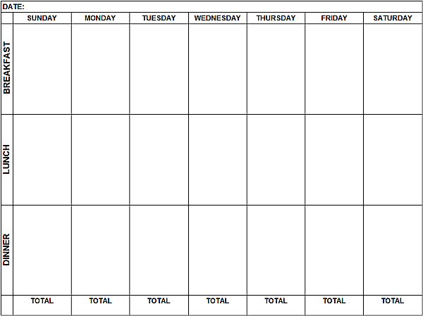 Weekly Menu Chart